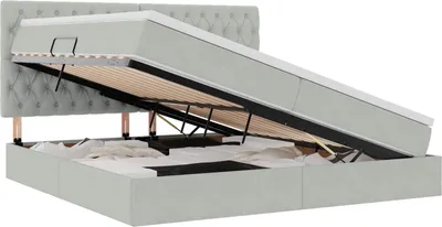 Obrázek produktu pro Postel s úložným prostorem a matrací Světle šedá 200 x 200 cm