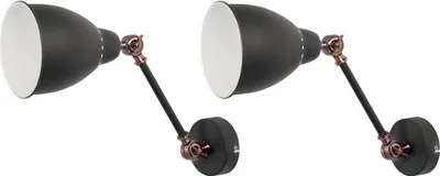 Obrázek produktu pro BELIANI Nástěnná lampa grafitově šedá kovová sada 2 kusů s nastavitelným otočným ramenem ve tvaru zvonu moderní design
