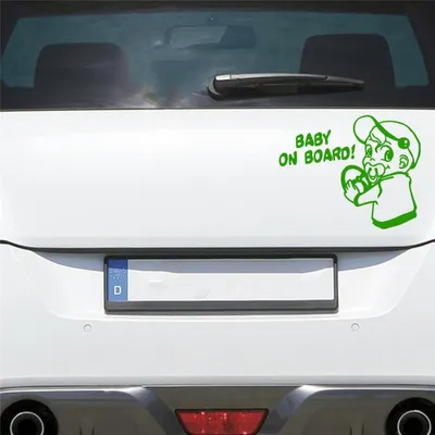 Produktbild von Auto Aufkleber Baby AN Bord Board Tour Junge 19x15 cm Hellgrün Sticker Heckscheibenaufkleber