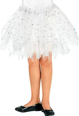 Produktbild von Ballerina Tutu Petticoat Weiß 30cm Tüllrock mit Glitzer Kinder Kostüm Zubehör