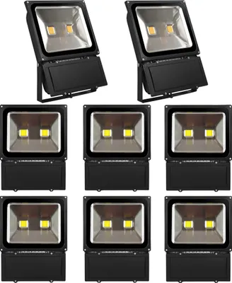 Produktbild von 8pcs 100W LED Fluter Außen Strahler Flutlicht,Greenmigo Warmweiß Wasserdicht IP65 Super Helles Sicherheitsbeleuchtung für Garten,Hof,Lager,Platz,Plaka