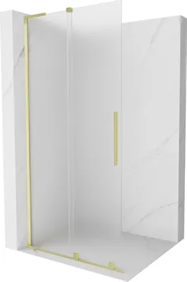 Image de Mexen Velar L paroi de douche coulissante Walk-in 100 x 200 cm, givrée 8 mm, or brossé - 871-100-003-33-55