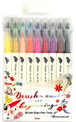 Immagine prodotto di Pentel SESW30C-18 PentelArts BrushSignPen Penna a pennello Twin, set da 18
