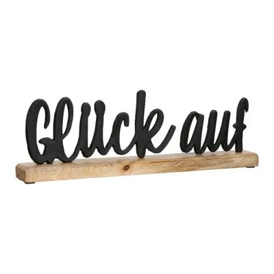 Produktbild von Deko Schriftzug Glück auf aus Mangoholz und Aluminium