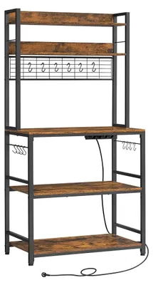 Produktbild von Küchenregal Vintage Braun-Schwarz - Spanplatte und Stahl - 40 x 80 x 170 cm