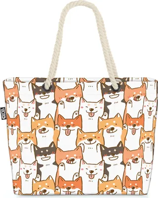Produktbild von VOID Shiba Inu Hund Cartoon Strandtasche Shopper 58x38x16cm 23L XXL Einkaufstasche Tasche Reisetasche Beach Bag