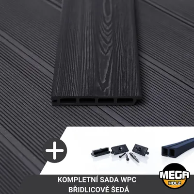 Produktbild von MEGA HOLZ Kompletní Sada Terasových Profilů WPC - 33 m² - Břidlicově Šedá