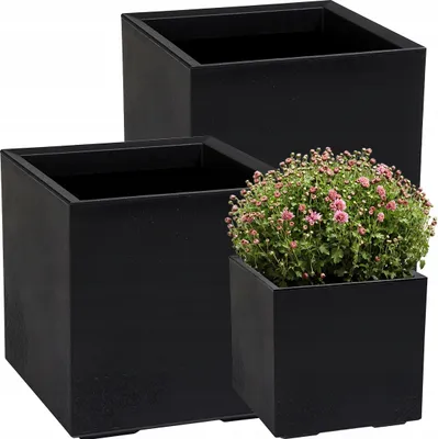 Zdjęcie produktu dla Lamela zestaw 2 doniczek | KARO | beton czarny | 2x40cm