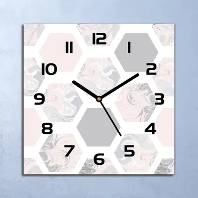Produktbild von Wanduhr Echt-Glas-Küchenuhr Geometrisches Waben Quarz 30x30 Deko Bilder