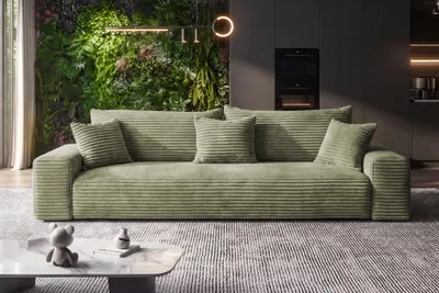 Produktbild von Sofa Cordo By Sofiland - Schlafsofa Mit Bettkasten, Cord-Sofa 265X105 Cm, Hellgrün 37