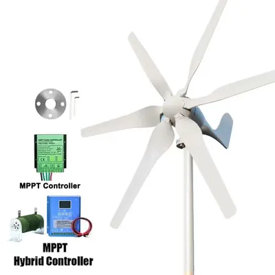 Produktbild von 3000W Horizontalachse Windturbine - Windgenerator für Haus - 48V - 6 Rotorblätter - Permanentmagnet-Generator - Nylonfaserblätter - Off Grid - Mit Hybridregler