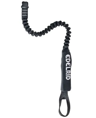 Schwarzer Absorber Sling von Edelrid; elastisch mit einer Griffschlaufe; geeignet für Klettersteig-Ausrüstung.