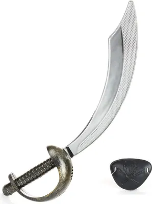 Produktbild von Pirat Kostüm-Set Augenklappe und Säbel schwarz-silber 46cm