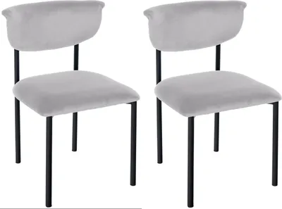 Produktbild von CLP 2er Set Esszimmerstuhl Gambell Samt, Küchenstuhl bis 130 kg belastbar, grau