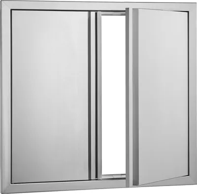 Immagine prodotto di SucceBuy 660x610 mm Porta di accesso al barbecue, doppia porta in acciaio inox per cucina da esterno, porta verticale a filo muro con maniglie incassate per isola barbecue, stazione barbecue