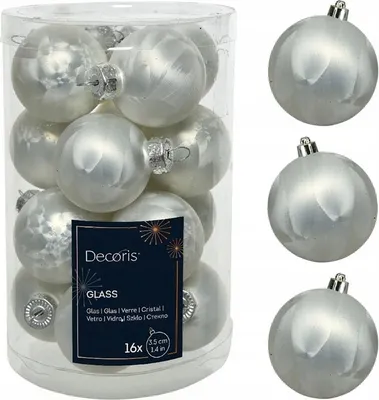 Produktbild von Set aus 16 Christbaumkugeln aus Glas mit Eis-Crackle-Effekt silber