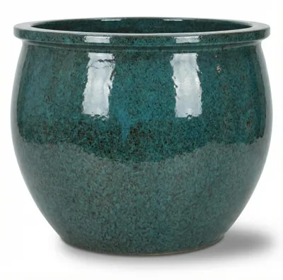 Produktbild von Provencelia Keramik Pflanzkübel Newton Blaugrün, Ø21 x H23 cm, frostbeständig, handgefertigt, glasiert, Outdoor, Garten, Terrasse, winterfest