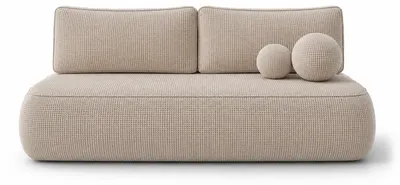 Zdjęcie produktu dla Möbae Mona – rozkładana sofa w kolorze beżowym Flow 02, wymiary 86 x 207 x 91 cm, z funkcją spania; tapicerowana sofa rozkładana do salonu, nowoczesna i wygodna, z funkcją leżanki