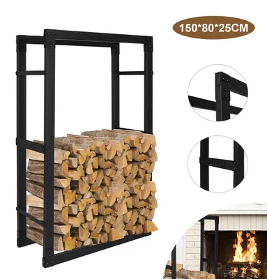 Produktbild von Vigevee Kaminholzregal Brennholzständer 150*80*25CM wetterfestem Metall Brennholz Brennholzregal