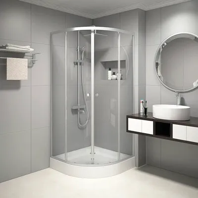 Produktbild von Aurlane Runddusche mit Gleittür/Schiebetür Chrystal Round 90 x 90 x 200 cm Profil chrom Klarglas