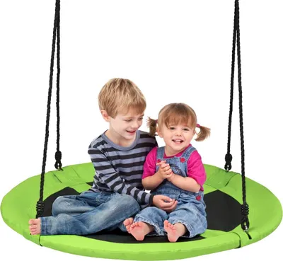 Produktbild von Nestschaukel φ100 cm, Garten Schaukel höheverstellbar , Tellerschaukel Rundschaukel Hängeschaukel, max.150 kg belastbar, für In- und Outdoor (Grün)