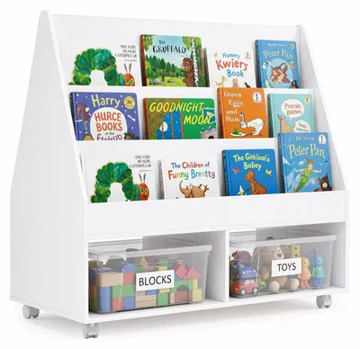 Produktbild von KOMFOTTEU Bücherregal Kinder, doppelseitiges Spielzeugregal mit Tafel