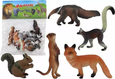Obrázok produktu pre Sada figúrok zvierat: veverička, surikata, mravec, líška, lemur – 5 kusov