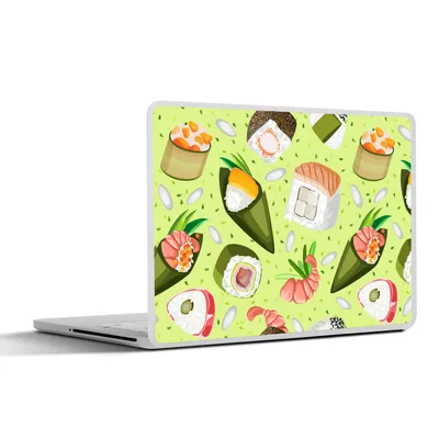 Produktbild von MuchoWow® Laptop Aufkleber Sticker Cover Muster - Sushi - Japan - Grün 30x21 cm - Sticker für Laptop - Selbstklebend
