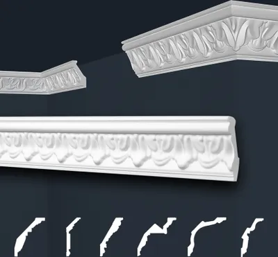 Produktbild von Marbet Deckenleisten weiß Sparpaket aus Styropor EPS - Stuckleisten gemustert, im traditionellen Design - (2 Meter B-05) Stuck Winkelleisten Wandleisten
