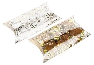 Produktbild von Kissenschachteln mit Goldfolie 10x4x17cm (25 Stück) [FS205]