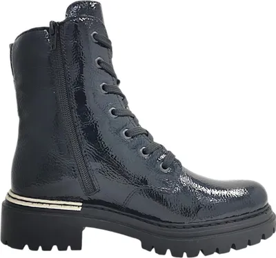 Imagen del producto de Zapatos de mujer Rieker, botines con cordones y cremallera, color negro, para uso diario