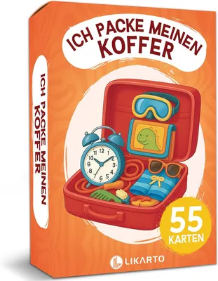 Produktbild von LIKARTO: Ich packe meinen Koffer. Kartenspiel für Kinder ab 4 Jahren, 55 Karten. Memory-Lernspiel für Familie, Kinder und für unterwegs. Ein Merkspiel mit einfachen Regeln