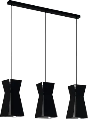 Produktbild von EGLO Pendelleuchte Valecrosia, Hängelampe Industrial,, Hängeleuchte aus Stahl in Schwarz, Weiß, Esstischlampe, Wohnzimmerlampe, E27, L 84 cm
