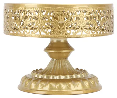 Immagine prodotto di Portadessert, porta torte dorato, design elegante, facile da montare, espositore rotondo per dolciumi per feste