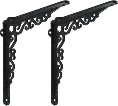 Immagine prodotto di Supporti per mensole Famanu in ghisa nera, angolazione di 90 gradi, set di 2, resistenti alla ruggine, 18,5 cm