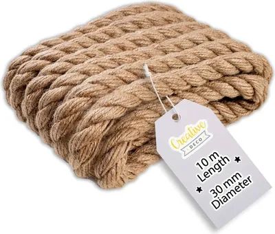 Produktbild von Creative Deco Juteseil | 10m Lang | 30mm Dick | Starke und Haltbare Schnur | Verdreht Garn | Natürliche Braune Farbe | Perfekt für Gartenarbeit, Innendekoration, DIY, Bastelprojekte