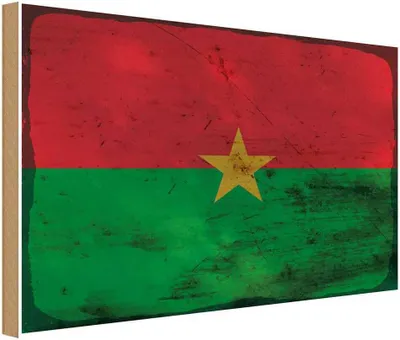 Produktbild von vianmo Holzschild 20x30 cm Burkina Faso Rost Flagge Fahne Wappen