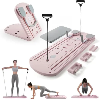 Produktbild von Pilates-Set – Fitnessboard – Ganzkörpertraining – 5-in-1, klappbar – 106 cm – Rosa