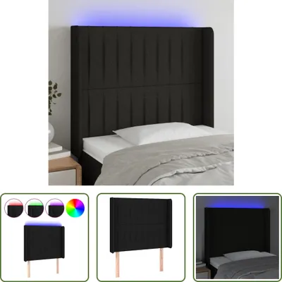 Produktbild von The Living Store LED Kopfteil Schwarz 93x16x118/128 cm Stoff