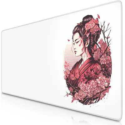 Imagen del producto de Alfombrilla para ratón Titanwolf Gaming XXL, 900 x 400 x 3 mm, base para escritorio, lavable, base antideslizante, velocidad y precisión, diseño Geisha