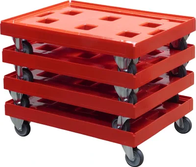 Produktbild von 4 Stück Transportroller Gigant in Rot Typ A - 2 Bock- und 2 Lenkrollen