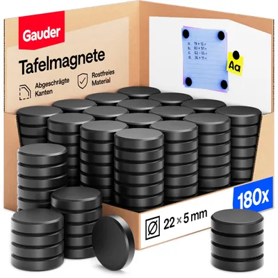 Produktbild von GAUDER Magnete für Magnettafel, Whiteboard & Kühlschrank (180 Stück 22x5mm)
