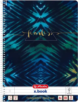 Produktbild von herlitz Spiralblock - DIN A4 - New Batik Fearless - liniert - Lineatur 27 - 80 Blatt