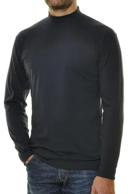 Ragman Stehkragen-Shirt langarm in blau