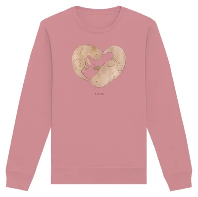 Produktbild von Mr. & Mrs. Panda Bio Baumwoll Pullover Otter Valentine Größe XL - Canyon Pink - Geschenk, Hochzeitstag, Pulli, für Freundin, Sweater, Sweatshirt, Freund, Valentinstag