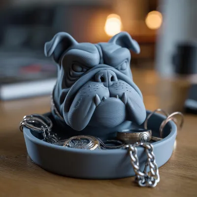 Immagine prodotto di Organizzatore per gioielli stampato in 3D a forma di bulldog – dimensioni: 15 cm
