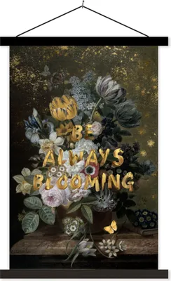 Produktbild von MuchoWow® Textilposter Stillleben mit Blumen - Eelke Jelles Eelkema - Zitat 60x90 cm mit schwarzem Rahmen - Poster Wohnzimmer