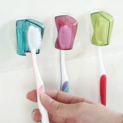 Obrázok produktu pre Držiak na zubné kefky so prísavkou, cestovné puzdro, nástenný držiak, 3 kusy, viacfarebný