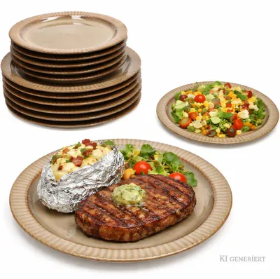 Produktbild von Bistro 12tlg Tellerset Kuchenteller Speiseteller Steingut braun 6Pers