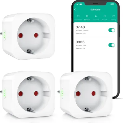 Produktbild von BEARWARE WLAN-Steckdose 2,4 Ghz WiFi Fernsteuerung per Smart life App, Sprachsteuerung, 3er Set, Countdown Timer, Ein und Ausschalttimer, Intervallmodus, Zeitschaltuhr